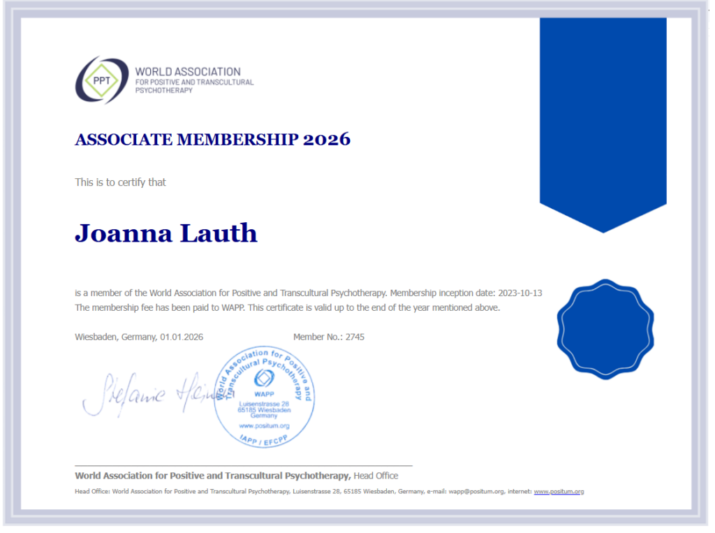 Zertifikat Mitgliedschaft WAPP 2026